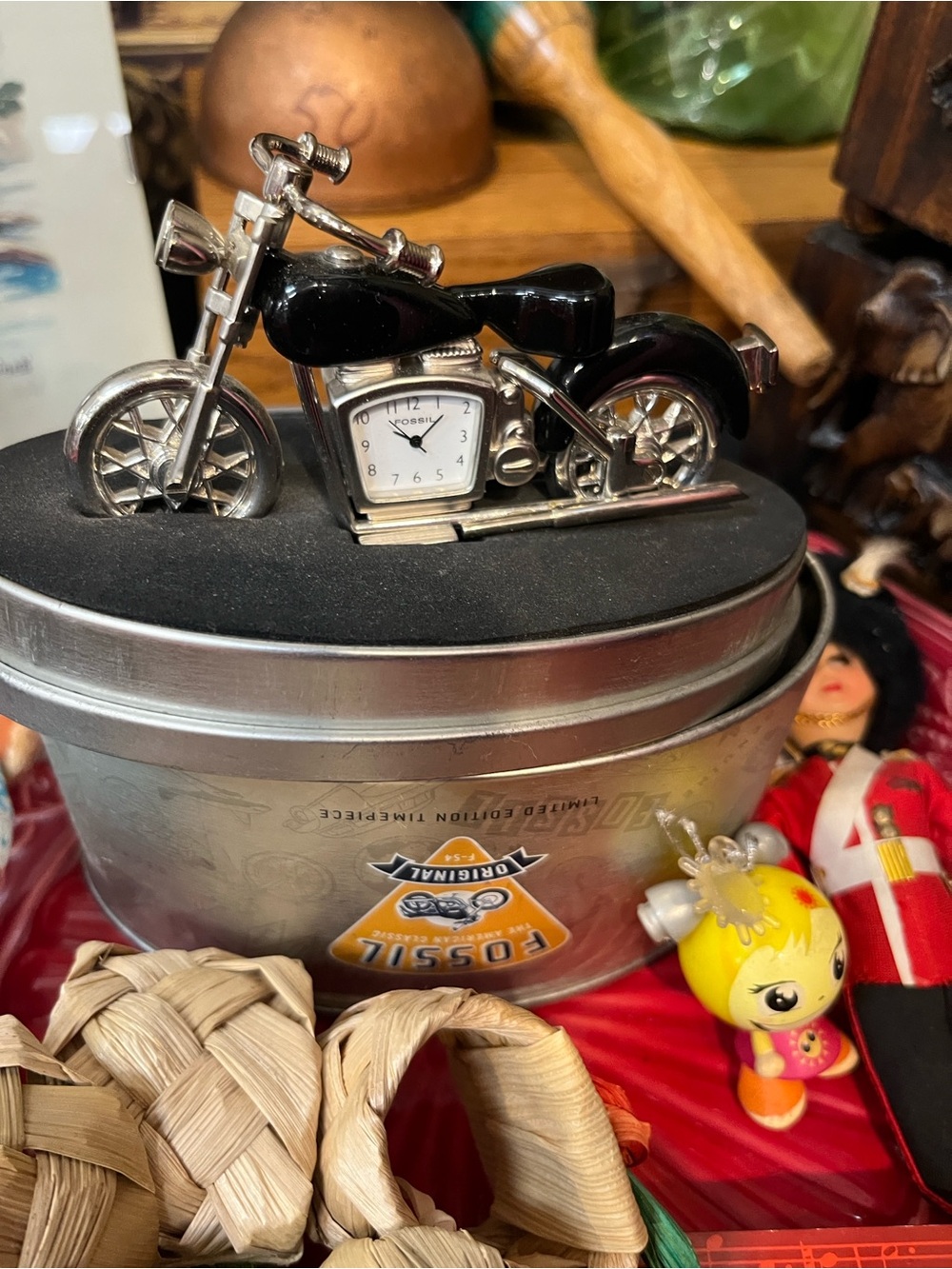 VINTAGE FOSSIL MOTORCYCLE CLOCK